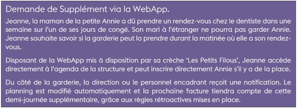 Demande de supplément via le portail de communication parents