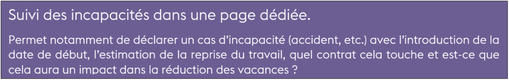 Incapacité de travail logiciel rh prescolaire et parascolaire