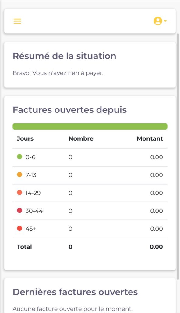 Portail de communication, suivi des paiements de factures.