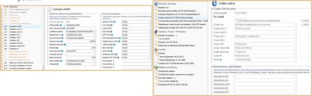 Codes salariaux spécifiques attribués à chaque employé dans son dossier personnel.