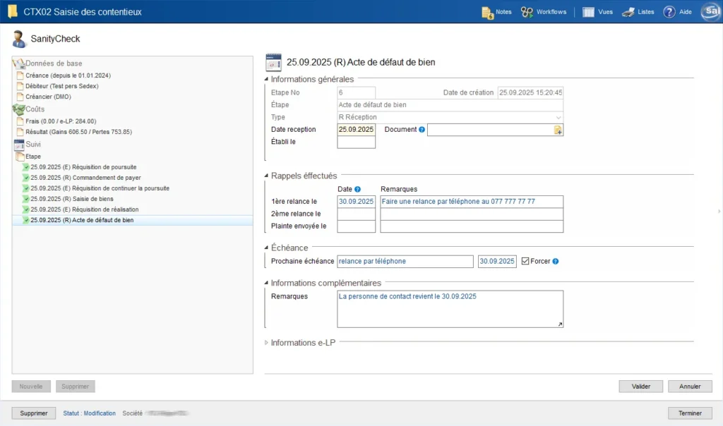 Alertes, relances et suivi des délais et échéances des contentieux dans le logiciel sai Finances